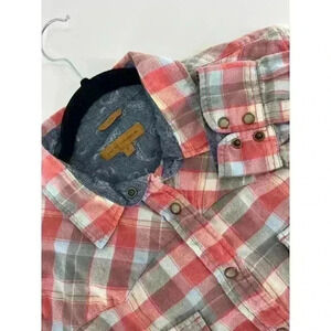 Jachs Girlfriend Bea Women's Shirt Size Medium Plaid Flannel Pearl Snap Western